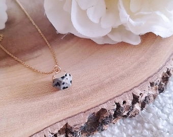 Electroplated Dalmatian Jasper 18k Gold Plated Necklace