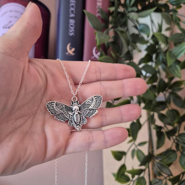 Death Moth Necklace • Silver Plated Gothic Witchy Jewellery • Occult Moth Charm • Celestial Statement Necklace • Whimsygoth Alternative