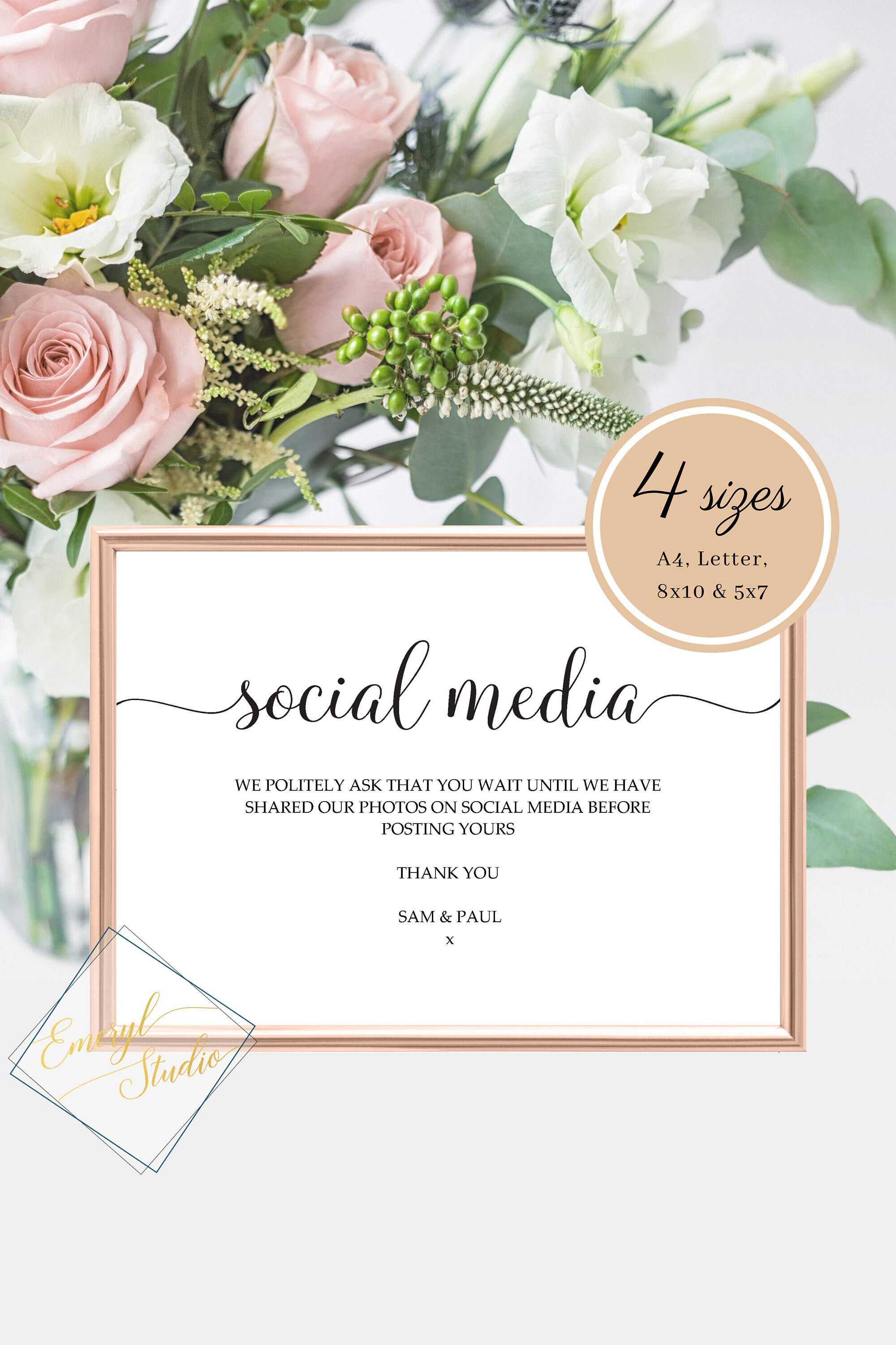 Editable Social Media Sign Wedding Hashtag Sign Editable PDF - Etsy UK