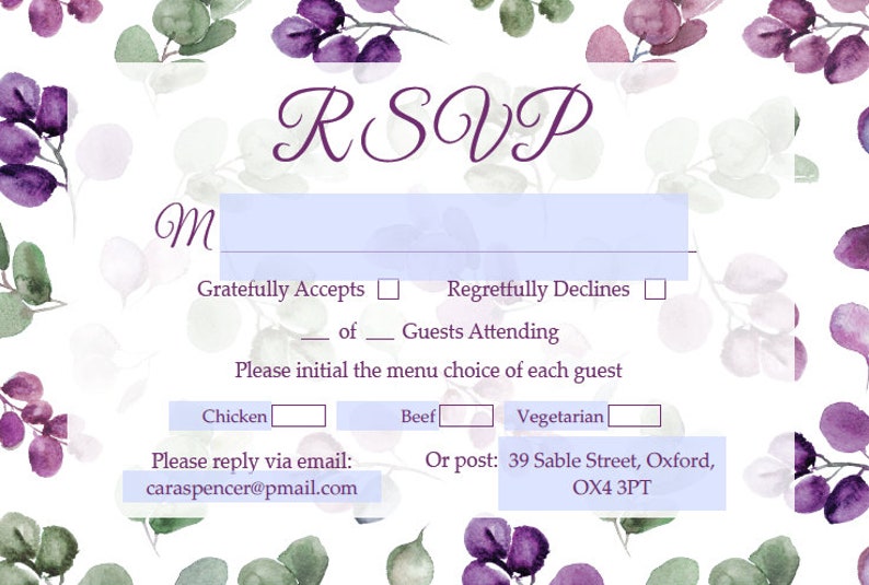Editable RSVP cards Plum Invitation Set Purple Printable Invitation Plum Wedding Bundle Purple Printable Classic Wedding Printable Set
