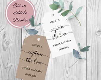 Personalised Wedding Disposable Camera Tag Sign Pink & Gold Effect GFP27 