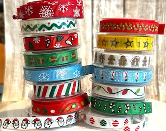 3/8&quot; Christmas grosgrain ribbon,grosgrain ribbon,gingerbread ribbon,christmas grosgrain,christmas ribbon,candy ribbon,hair bow ribbon,holly