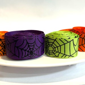 7/8&quot; spider web grosgrain ribbon,halloween ribbon,ribbon,halloween hair bow,hair bow ribbon,candy ribbon,candy hair bow,ribbon by the yard