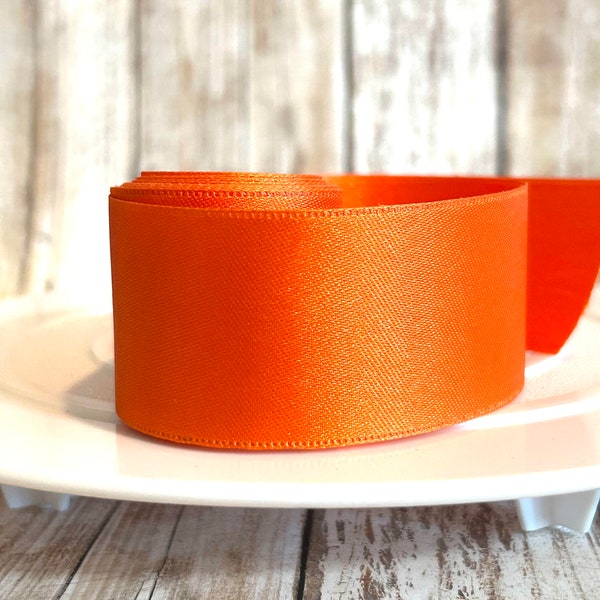 1 3/8" Orange satin ribbon,ribbon by the yard,ribbon,satin ribbon,hair bow ribbon,wreath ribbon,orange ribbon,orange trim,orange hair bow