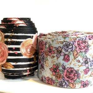 1.5&quot; floral grosgrain ribbon,grosgrain ribbon,floral ribbon,flower ribbon,rose ribbon,ribbon,spring ribbon,summer ribbon,Pink flower ribbon