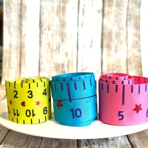 1,5 "Schul-Ripsband, Schulbus Band, Band, Haarschleife Band, zurück zu Schule Band, Lineal Band, Lehrer, Lehrer Band, Lineal