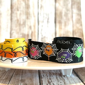 7/8&quot; halloween grosgrain ribbon,halloween ribbon,ribbon,halloween hair bow,hair bow ribbon,candy ribbon,candy hair bow,ribbon by the yard