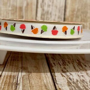 3/8&quot; ice cream grosgrain ribbon,grosgrain ribbon,ribbon,hair bow ribbon,ribbon by the yard,ice cream cone,ice cream ribbon,ice cream bow