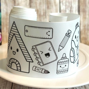 3" School grosgrain ribbon,school ribbon,ribbon,hair bow ribbon,back to school ribbon,pencil ribbon, teachers,teacher ribbon,bow ribbon,