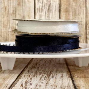 3/16 cm weißes Satinband,marineblaues Satinband,Satinband,weißes Band,blaue Borte,marineblaues Band,Schleife