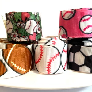Cinta de grosgrain deportiva de 7/8&quot;, cinta, cinta de grosgrain, cinta de béisbol, cinta deportiva, cinta de corazón, cinta de fútbol, béisbol, cinta de fútbol