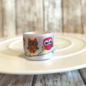 7/8&quot; owl satin ribbon,ribbon,satin ribbon,hair bow ribbon,owl ribbon,halloween ribbon,thanksgiving ribbon,owl bow,owl satin,owl hair bow