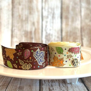 7/8" Thanksgiving grosgrain ribbon,thanksgiving ribbon,ribbon,thanksgiving hair bow,hair bow ribbon,fall leaf ribbon,fall leaves,turkey day