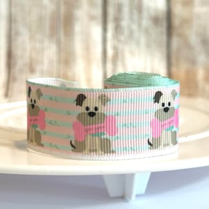 1&quot; dog grosgrain ribbon,ribbon,grosgrain ribbon,dog ribbon,pet ribbon,dog hair bow,puppy ribbon,poodle,scotty dog bow,puppy dog ribbon,bow