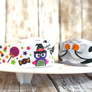 7/8&quot; halloween grosgrain ribbon,halloween ribbon,ribbon,halloween hair bow,hair bow ribbon,bat ribbon,ghost hair bow,ribbon by the yard,boo