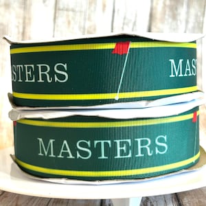 1.5&quot; masters grosgrain ribbon,golf ribbon,masters golf,masters wreath bow,golf bow,masters,GA ribbon,ribbon,grosgrain ribbon,tee ribbon