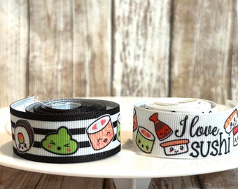 7/8" Sushi-Ripsband, Sushi, Sushi-Band, ich liebe Sushi-Band, Ripsband, Band-Massenvorrat, Lebensmittelband, Sushi-Haarschleife, Sushi-Schleife