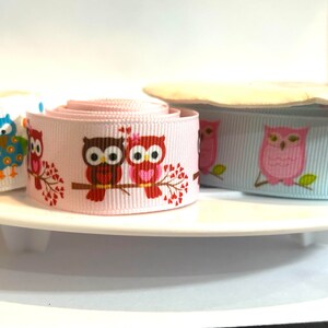 7/8&quot; owl grosgrain ribbon,ribbon,grosgrain ribbon,owl ribbon,owl hair bow,animal hair bow,hair bow ribbon,owl grosgrain,animal ribbon,owls