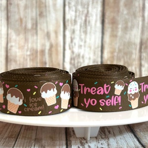 7/8&quot; ice cream grosgrain ribbon,grosgrain ribbon,ribbon,hair bow ribbon,ribbon by the yard,ice cream cone,ice cream ribbon,ice cream bow