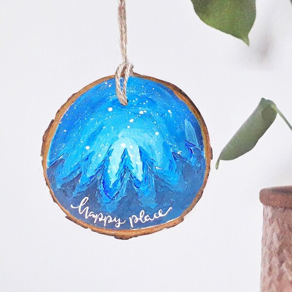 Forest Happy Place Wooden Ornament, Nature themed gift ideas