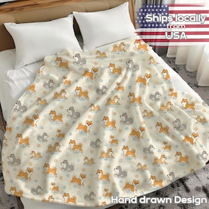 Adorable Shiba Inu Comforter Fun Dog Print Bedding for Kids Room Pet Lovers Cozy Gift Idea for Dog Parents and Playful Decor