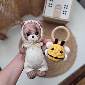 Crochet  Pattern PDF – 2in1 Amigurumi Bear & Bee Toy PDF – Baby Shower Gift – Easy Newborn Crochet Toy for Beginners