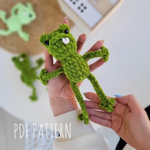 Crochet Frog Pattern – No-Sew Amigurumi Leggy Frog Keychain (PDF Digital Download), No sew amigurumi pattern