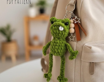 Crochet Frog Pattern: No-Sew Amigurumi Keychain (PDF Digital Download)