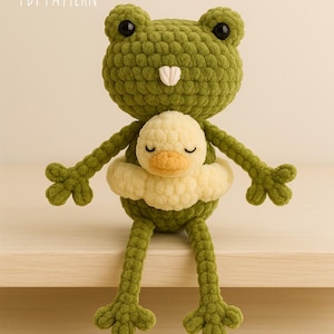 Crochet Frog in Duck Floatie Amigurumi Pattern: No-Sew Plush Toy (PDF Pattern)