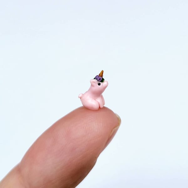 Unicorn pig, miniature handmade polymer clay figurine