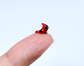 Red cardinal handmade polymer clay miniature figurine, made to order