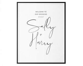 Welcome template, Wedding templates, Editable wedding sign template, Welcome to our wedding, Minimalist wedding signs, Calligraphy font b5