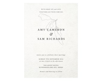 Vintage wedding invitation template, Botanical invitation, Greenery wedding template, Templett design, Classic modern font, DIY printable e7