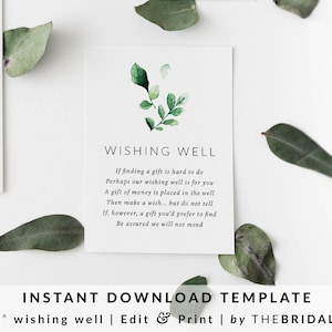Editable Wishing Well Card Template, Wishing Well Printable, Wishing ...