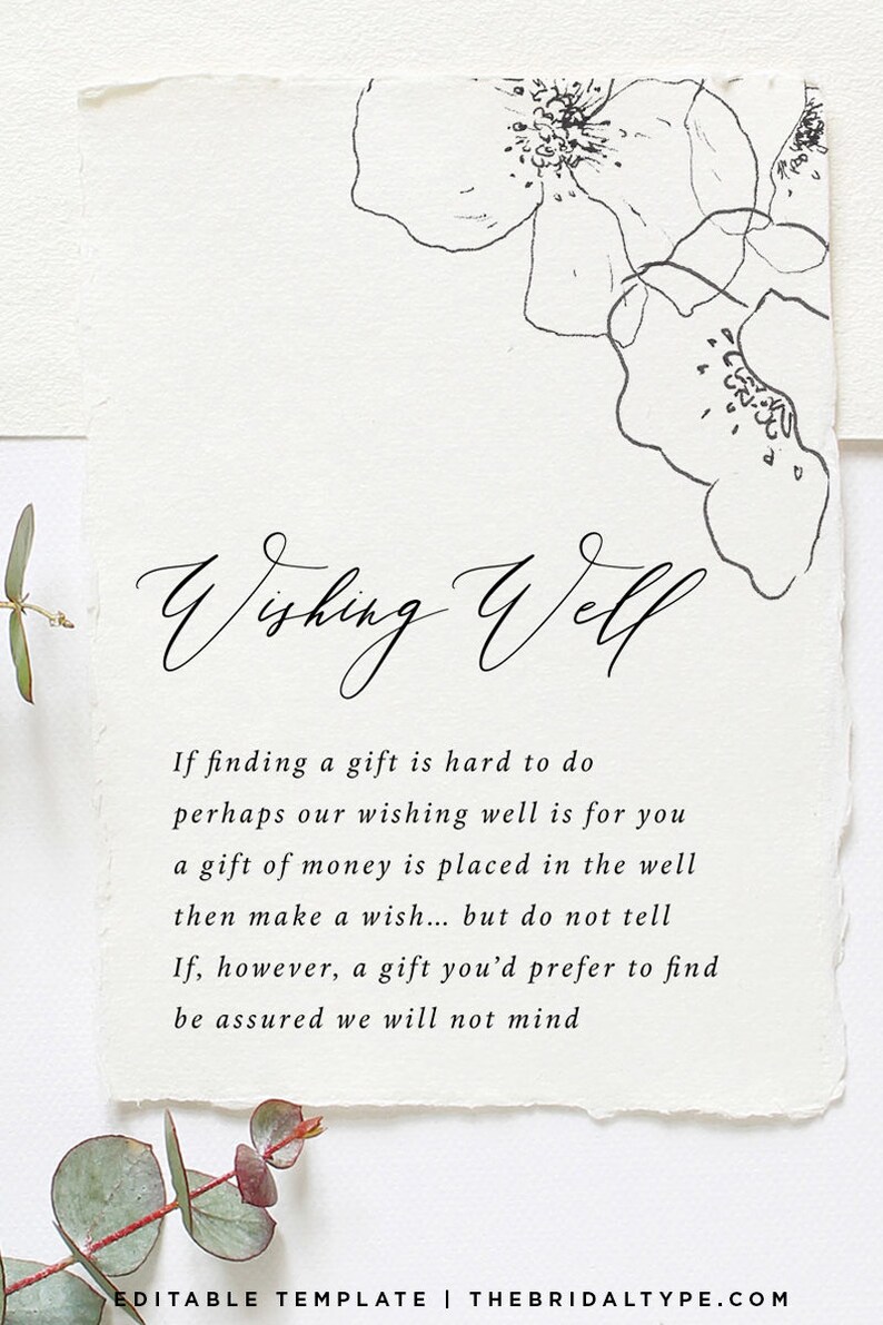 Wishing Well Card Template Wedding Wishing Well Templett Etsy Australia