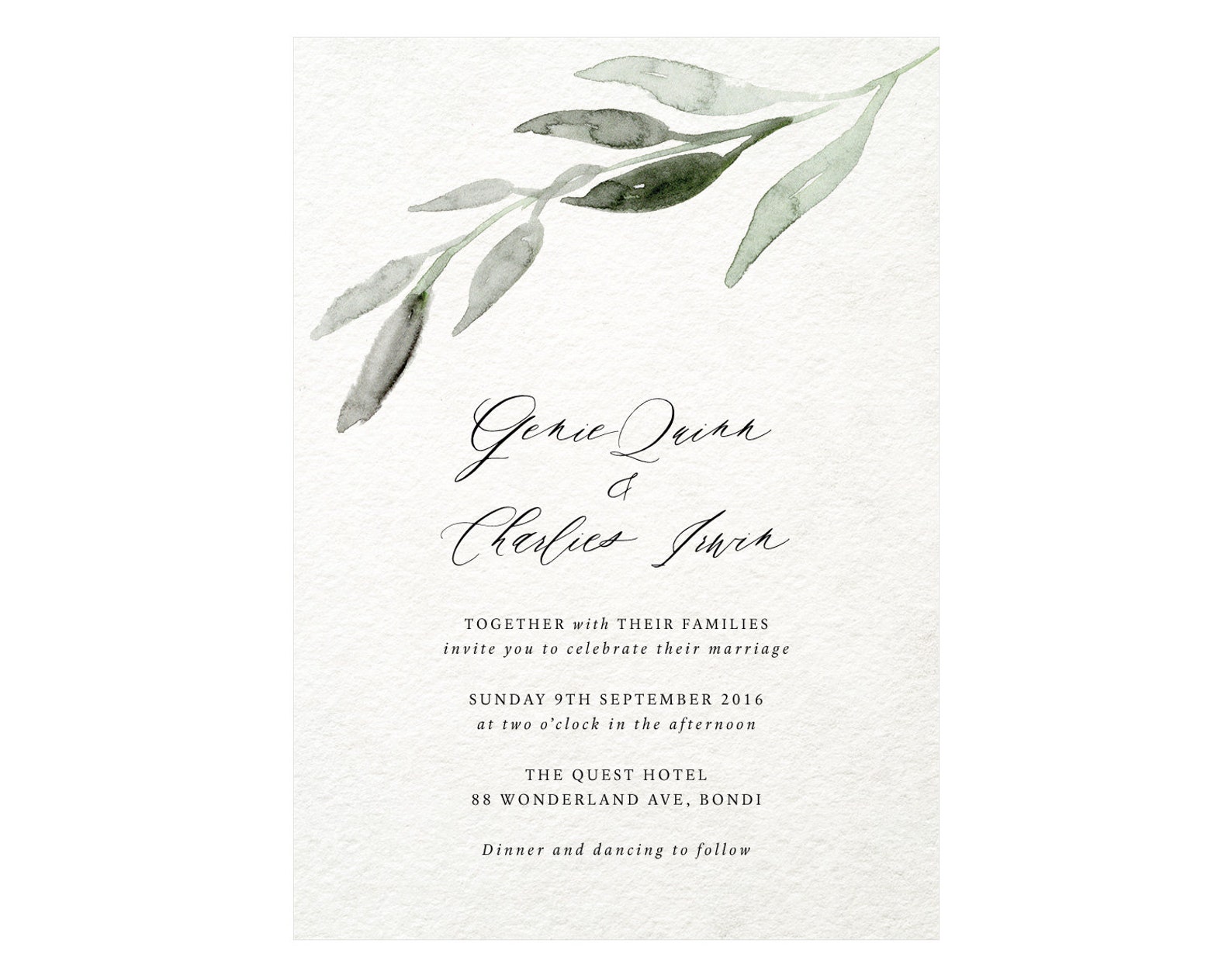 Greenery Wedding Invitation Template DIY Editable Wedding Etsy