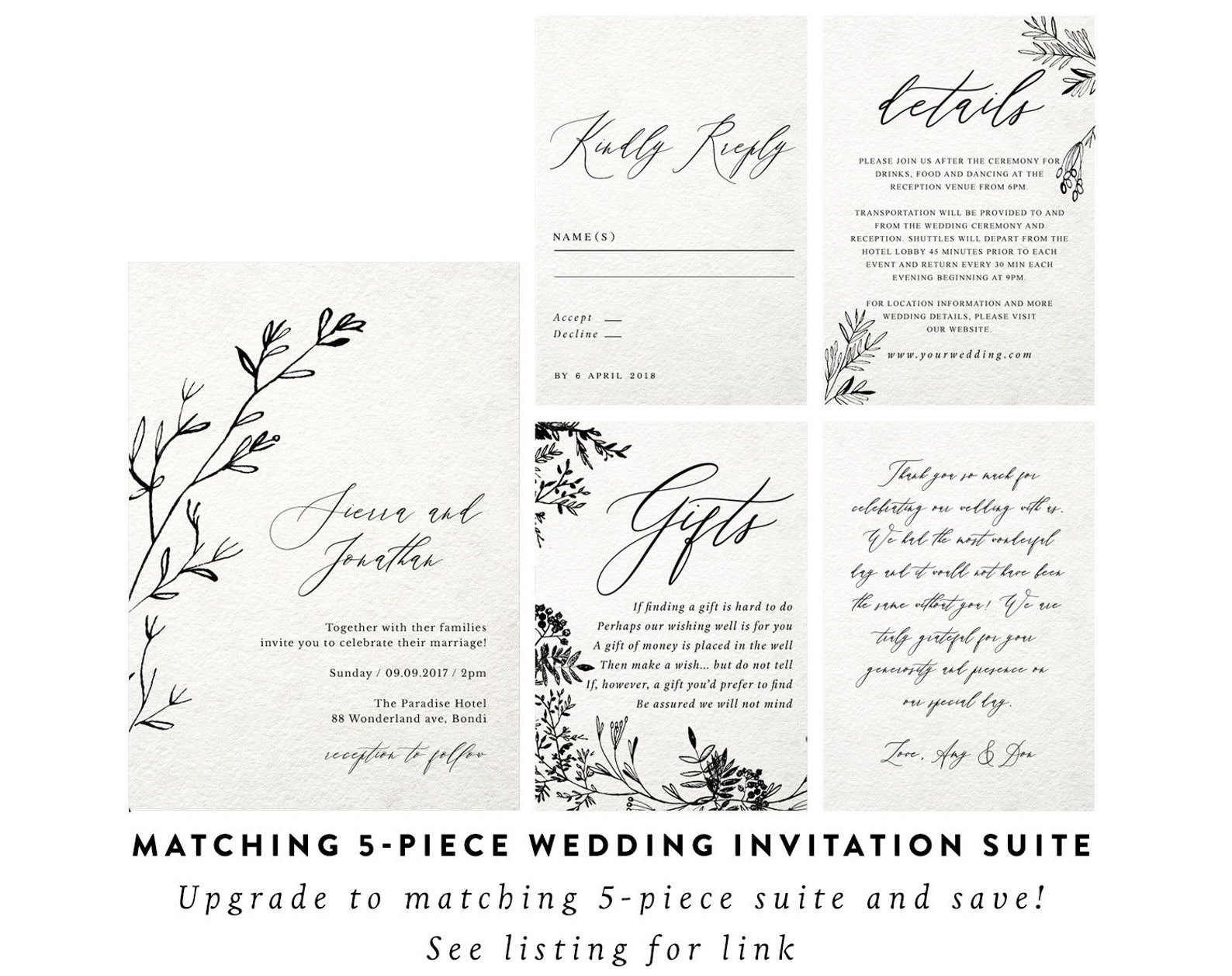 Wedding Invitation Template Calligraphy Wedding Invitations Etsy