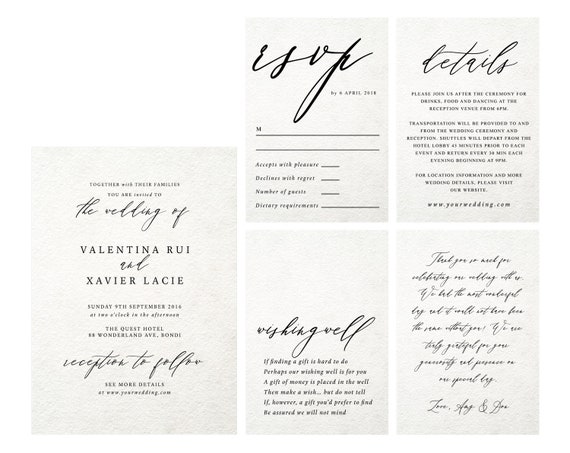 Wedding Invitation Set Wedding Set Invitation Template Etsy