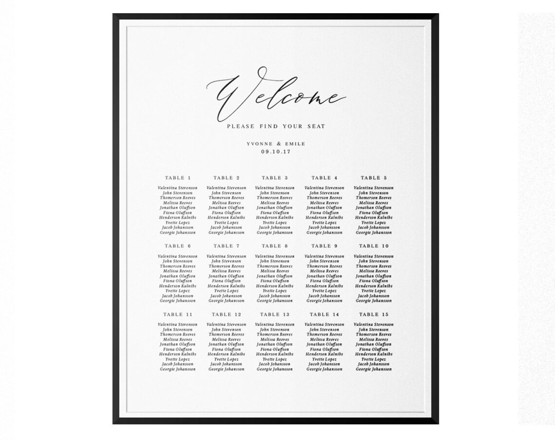 Editable Wedding Seating Chart Seating Plan Wedding Seating Etsy