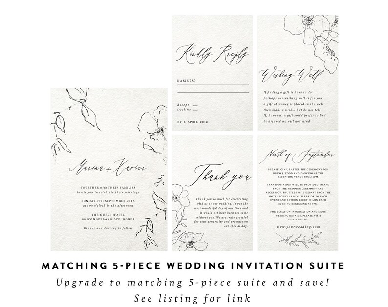 Floral Wedding Invitation Template Download Wedding Etsy