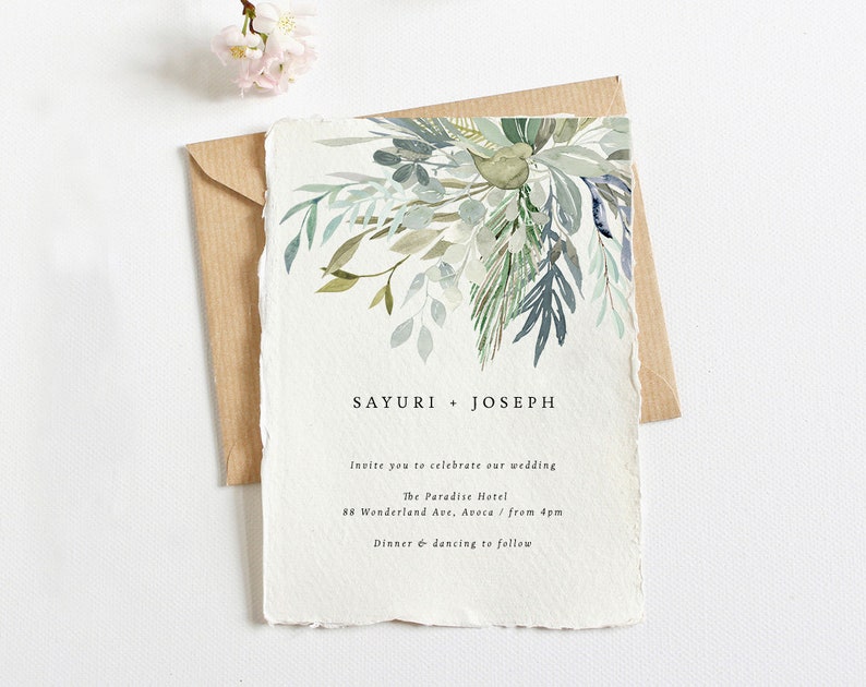 Greenery Wedding Suite, Watercolour Wedding Kit DIY, Minimal Wedding ...