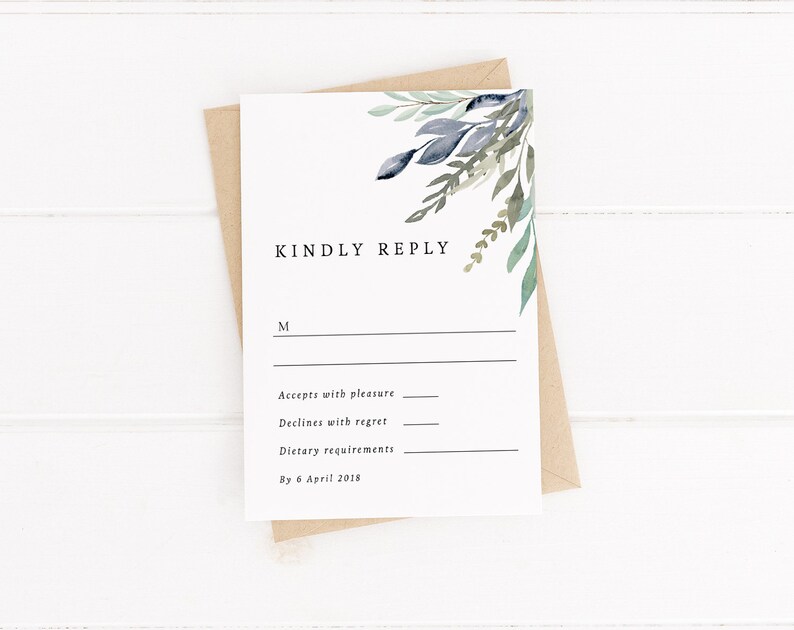 Greenery Wedding Suite, Watercolour Wedding Kit DIY, Minimal Wedding ...
