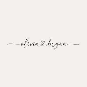 Paarnamen Hochzeitslogo, Herz beitreten Swash Kalligraphie, benutzerdefiniertes romantisches Design, Vektor- und PNG-Datei für Favor Tags, Hochzeit Branding 21
