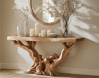 Konsolbord i lantlig stil med heminredning