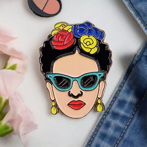 Frida Pin Feminist Frida Pin Frida Enamel Pinback Button Frida Mexican Jewelry Summer Jewelry Frida Inspired Broche Outdoor Adventure Gift