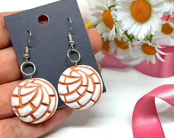 Pendientes de concha de vainilla blanca mexicana pintados a mano, colgantes bohemios, joyería elegante de arcilla con comida, regalo artesanal mexicano, declaración de moda