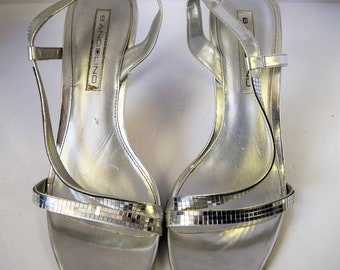 Bandolino Strappy Silver Heels-Size 8 1/2