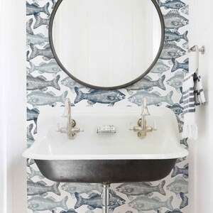 Fish wallpaper, Aqua wallpaper, Removable wallpaper or other, Marine, Underwater, Bathroom wallpaper #147