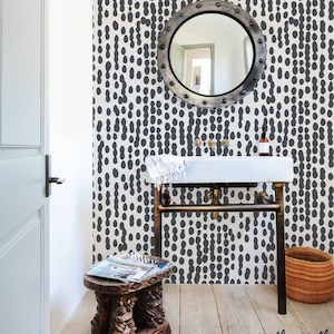 Brush strokes wallpaper, Minimalist pattern wall mural, Removable / traditional #176