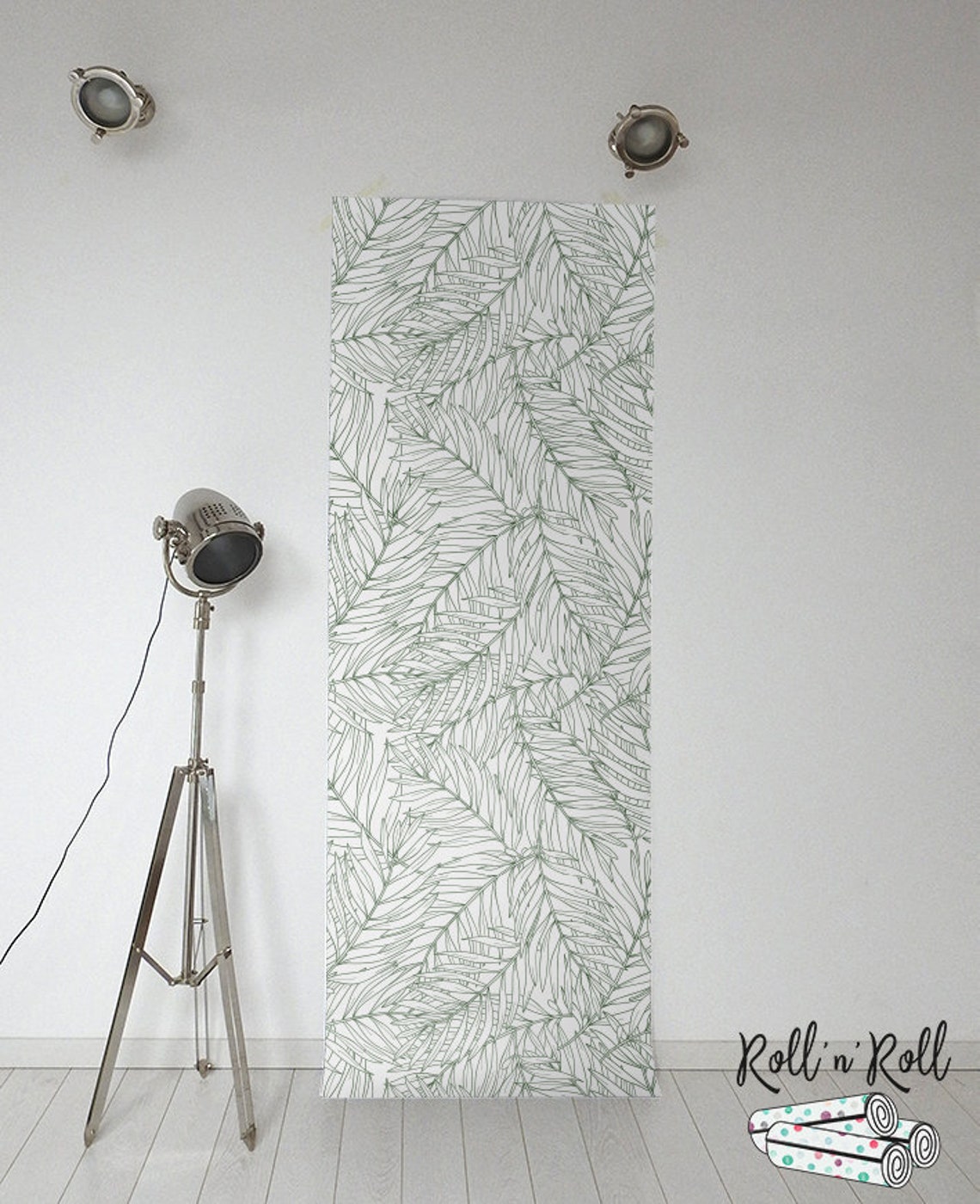 Neutral Leaf Wallpaper Drawing Leaves Floral Wallpaper Etsy